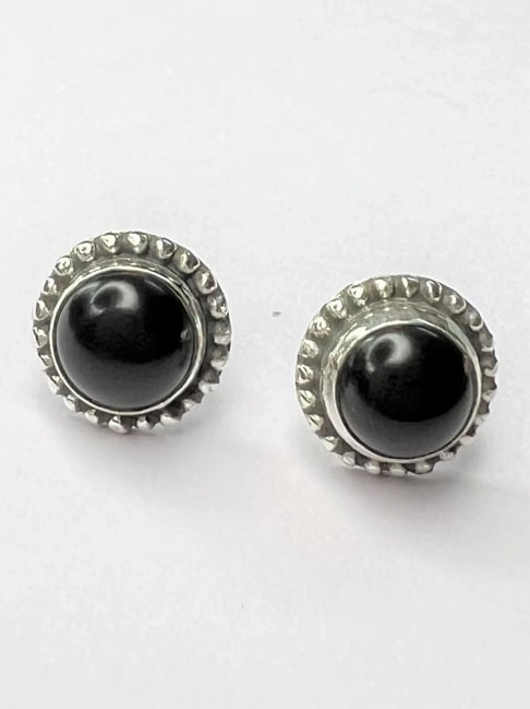 Arte Jewels 925 Sterling Silver Black Stone Drop Earrings for Women