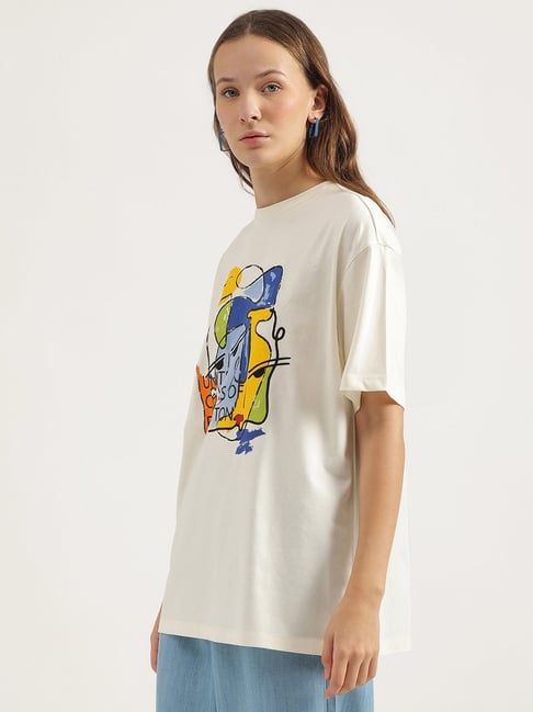 United Colors of Benetton White Print T-Shirt