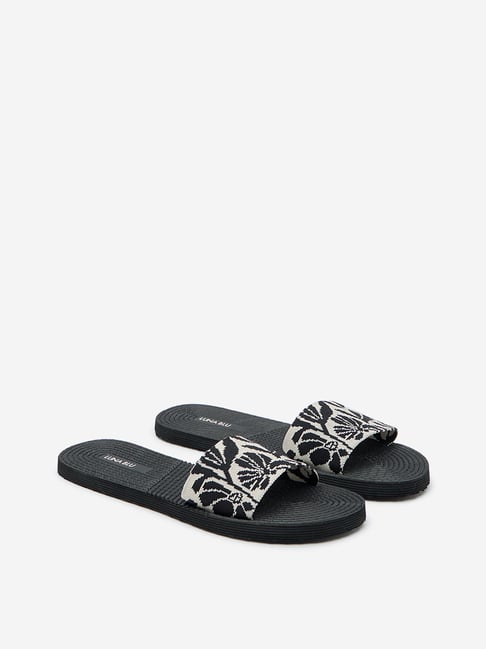 LUNA BLU by Westside Black Floral Knitted Flip-Flop