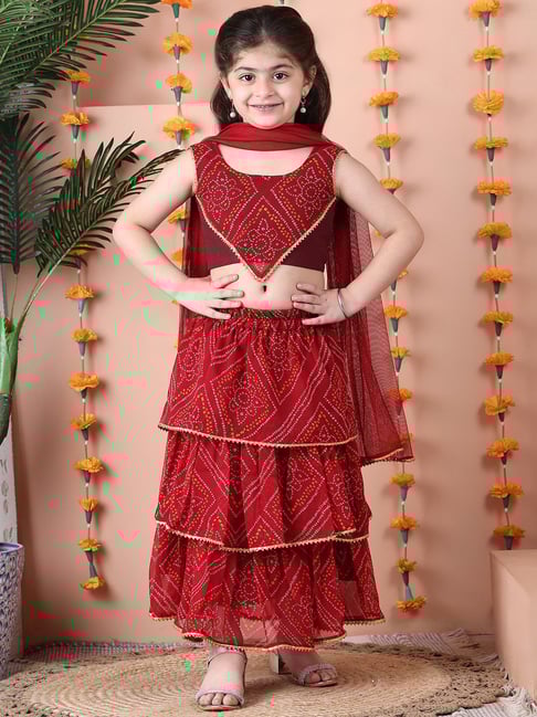 Neudis Girls Maroon Printed Lehenga Choli-picture-26