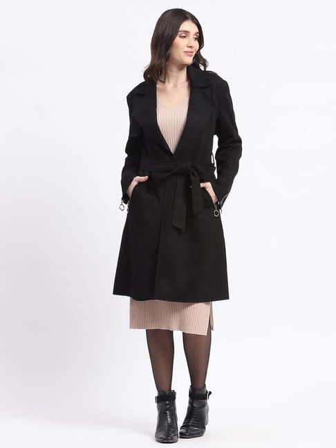 MADAME Black Plain Trench Coat