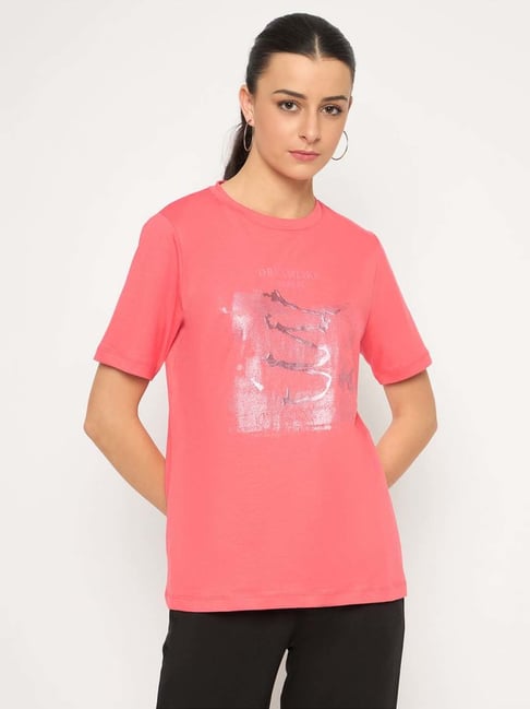 MADAME Pink Cotton Printed Top