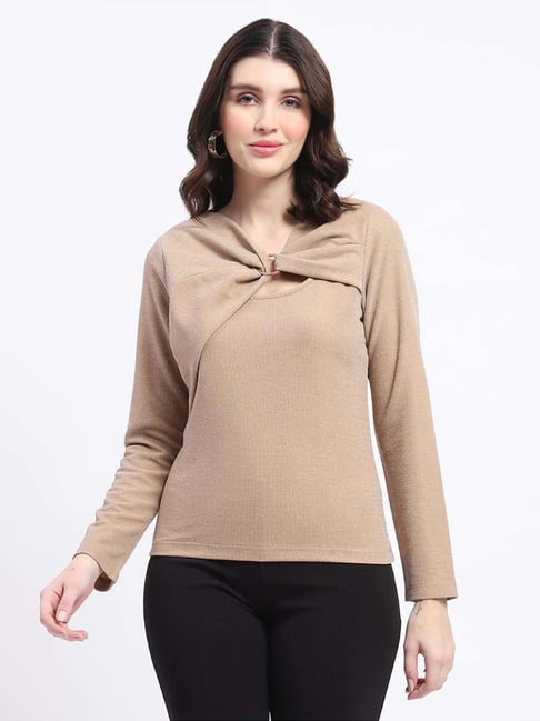 MADAME Beige Plain Top