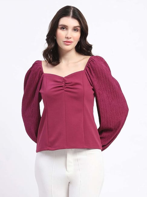 MADAME Purple Plain Top