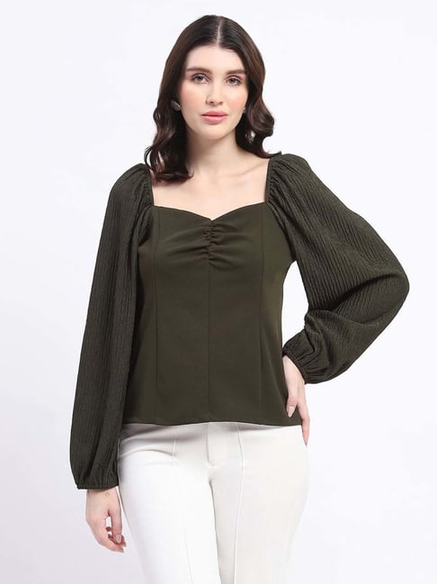 MADAME Olive Plain Top