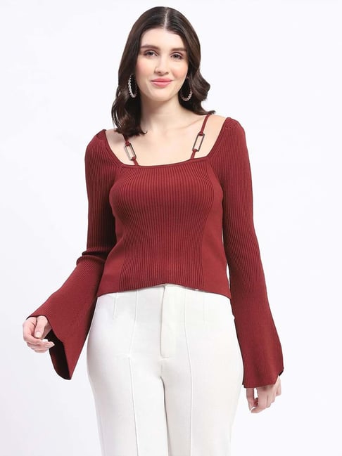 MADAME Red Plain Top