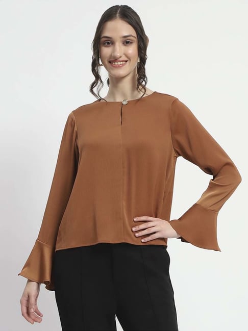 MADAME Brown Plain Top-picture-11