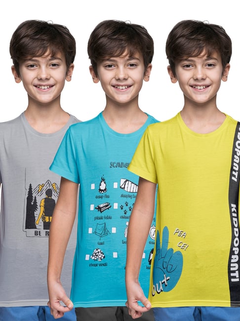 Kiddopanti Multi Regular T-Shirts 3 T- Shirts-picture-43