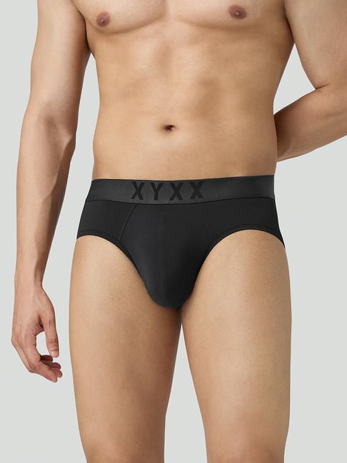 Xyxx Black Nylon Solid Regular Fit Briefs-image-20