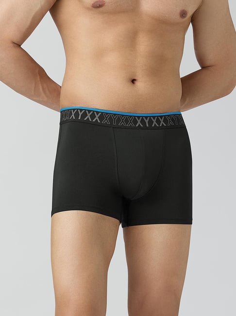 Xyxx Black Nylon Solid Regular Fit Trunks-image-22