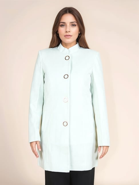 Zink London Turquoise Solid Longline Jacket
