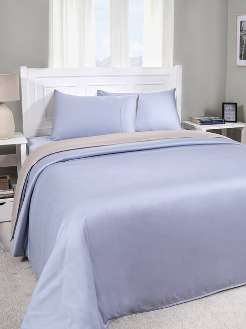 Maspar Solid Beige 300 Cotton Single Duvet Cover With Pillow Case