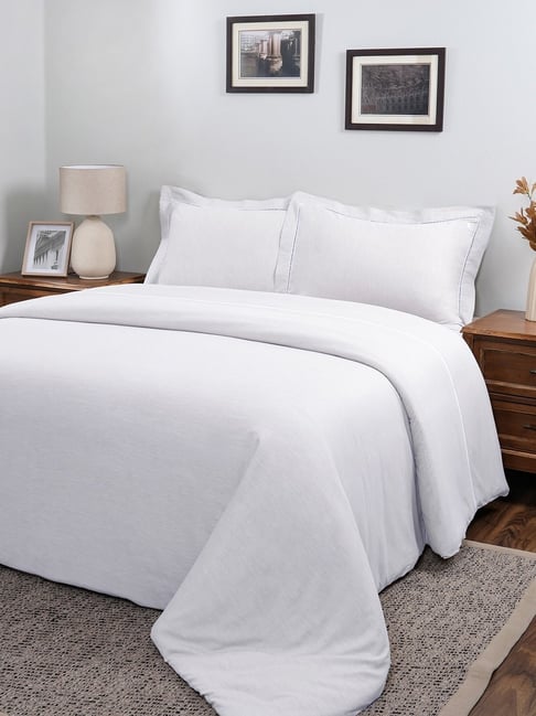 Maspar Solid White 300 Cotton King Duvet Cover With Pillow Case