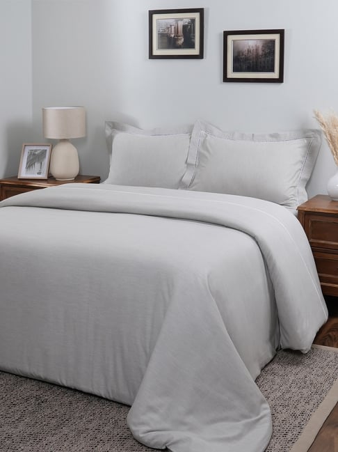 Maspar Solid Grey 300 Cotton King Duvet Cover With Pillow Case