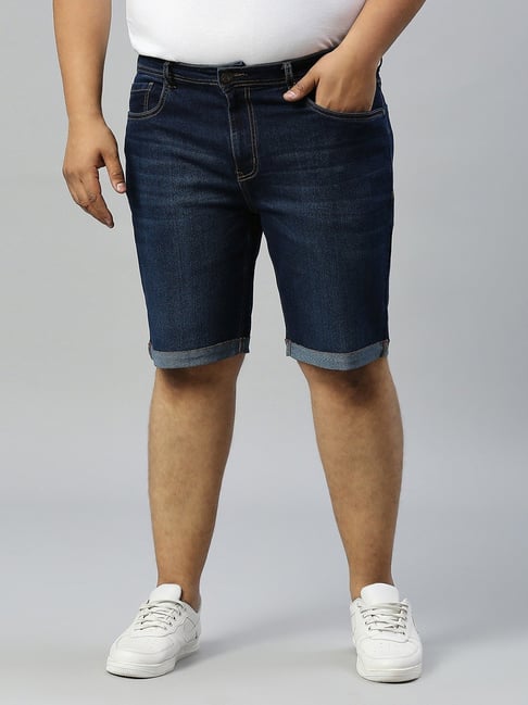 Turning Blue Dark Blue Slim Fit Denim Shorts