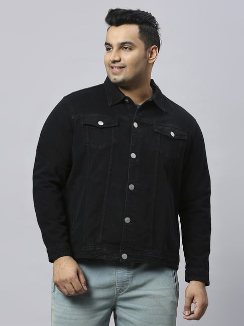Turning Blue Black Cotton Regular Fit Denim Jacket