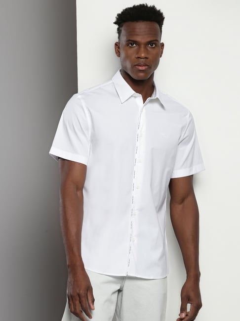 Calvin Klein White Cotton Regular Fit Shirt