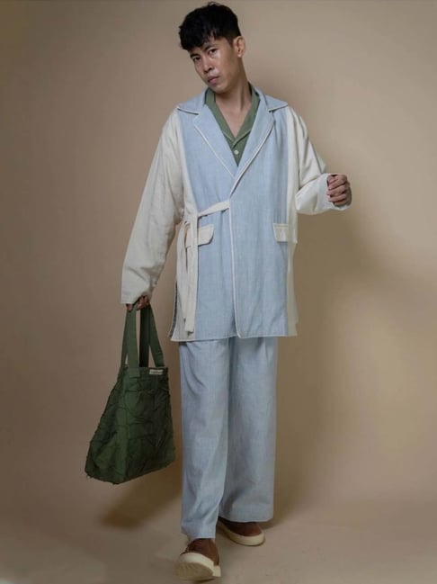 Lafaani Light Blue Meadows Unisex Tie-up Blazer-picture-22