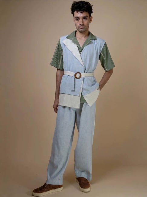 Lafaani Light Blue Meadows Unisex Assymetric Jacket-picture-38