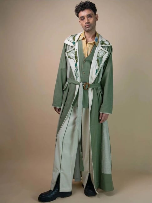Buy Lafaani Meadows Unisex Colour Blocked Trench Coat Online