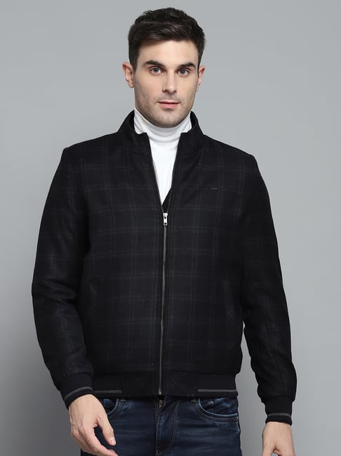 Monte Carlo Black Regular Fit Checks Jacket-image-31