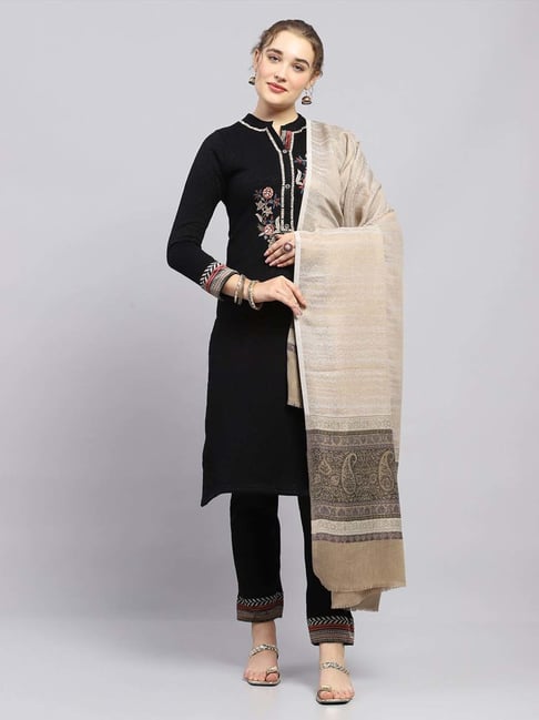 Monte Carlo Beige Regular Fit Self Pattern Shawl-picture-42