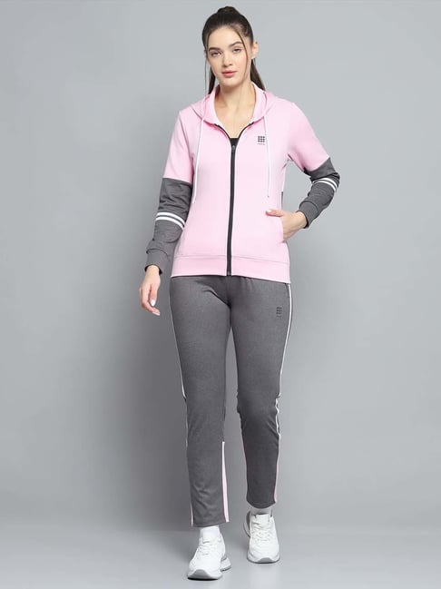 by Monte Carlo Women Solid Regular Fit Hooded Neck Full Sleeve  Tracksuit With Zipper Closure