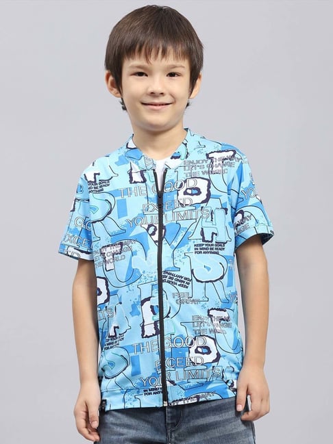 Monte Carlo Kids Blue & White Printed Regular Fit Shirt & T-Shirt-picture-41