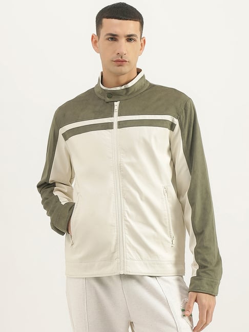 United Colors of Benetton White Regular fit Colorblock Jackets