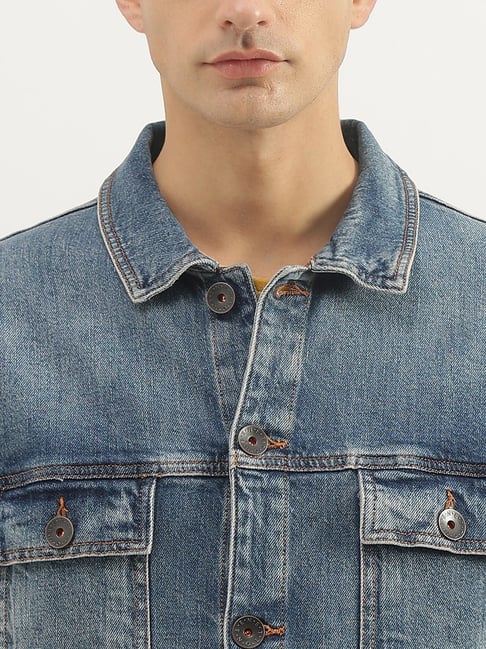 United Colors of Benetton Blue Regular fit Solid Jackets