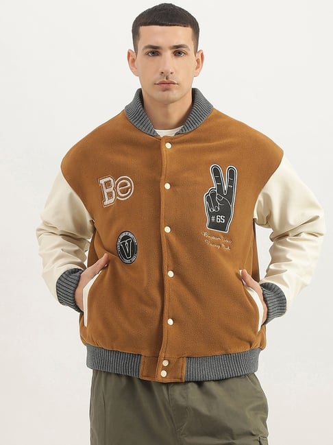 Vintage Brown Varsity Jacket Vintage Brown Varsity Jacket With