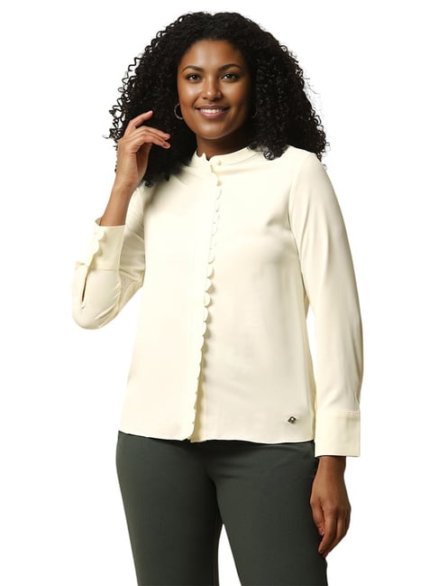 Allen Solly Beige Regular fit Solid Shirts-picture-38