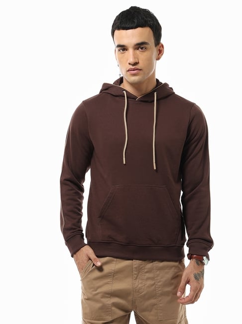 Bewakoof Brown Regular Fit Graphic Hoodie-image-24
