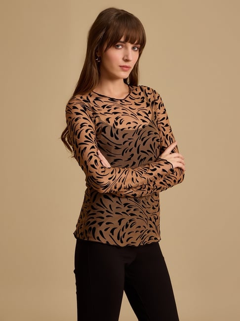 Kazo Beige Self Design Top