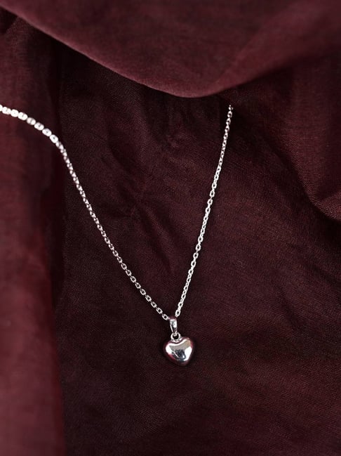 Clara 925 Sterling Silver Platinum Plated Dua Heart Pendant Chain for Women