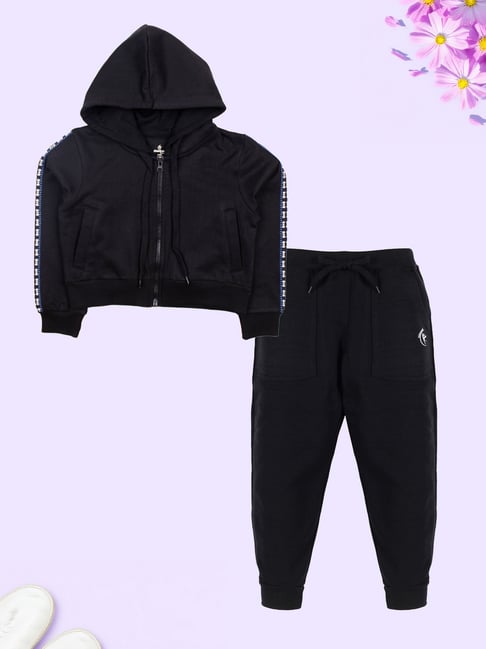 Kiddopanti Girls Black Track Suit-picture-34