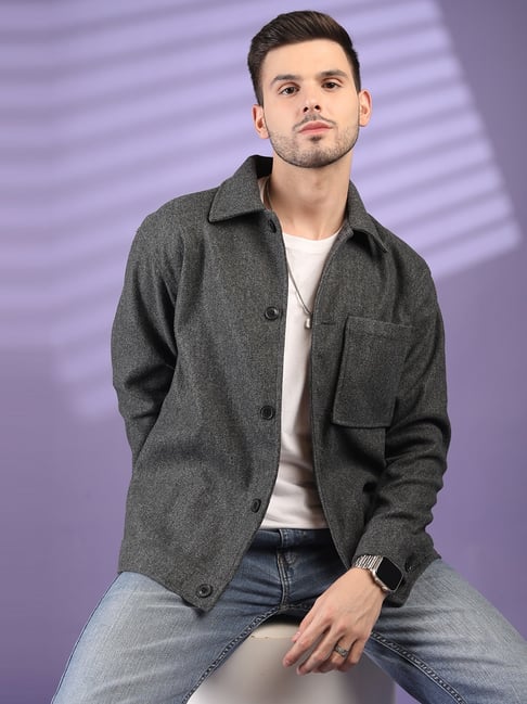 Chkokko Grey Relaxed Fit Solid Shackets