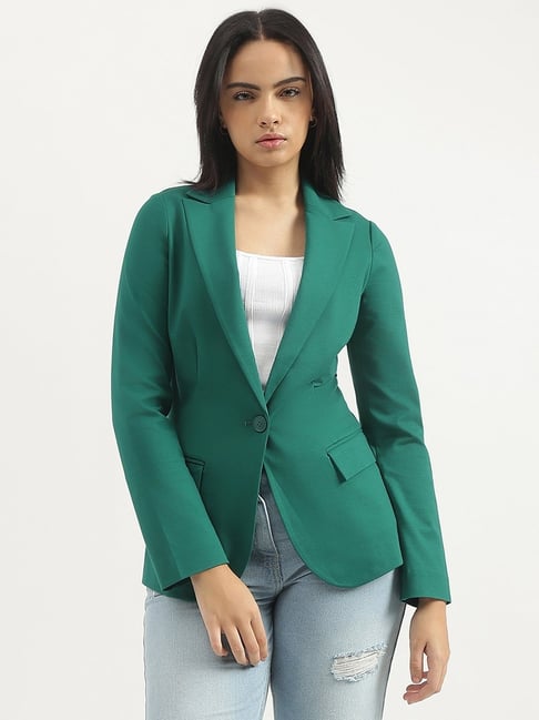 United Colors of Benetton Green Solid Blazer