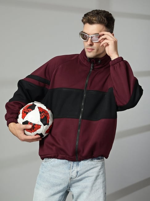 Chkokko Maroon Loose Fit Solid Jackets - Main Image