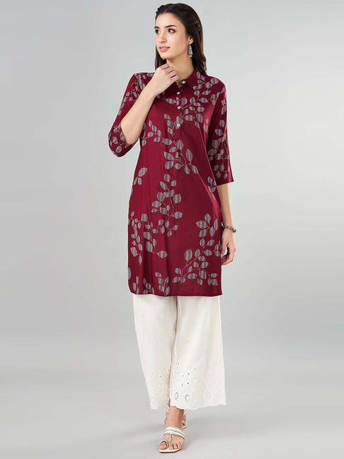 Rangmanch by Pantaloons Maroon Printed Straight Kurta-picture-31