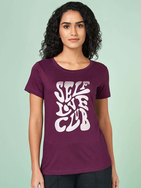 Ajile by Pantaloons Purple Cotton Printed T-Shirt-picture-174