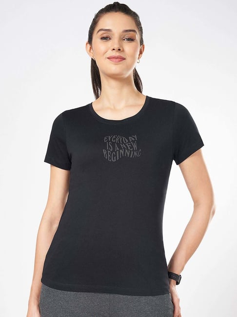 Ajile by Pantaloons Black Cotton Printed T-Shirt-picture-151