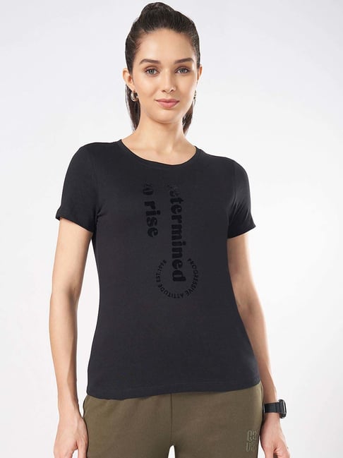 Ajile by Pantaloons Black Cotton T-Shirt-picture-110