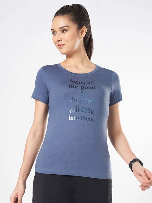 Ajile by Pantaloons Blue Cotton Printed T-Shirt-picture-96