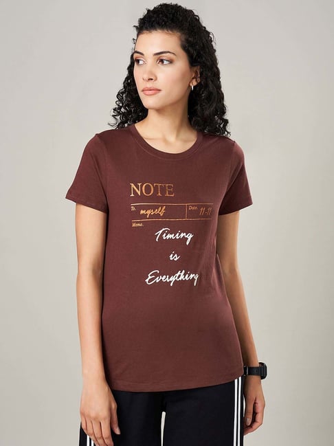 Ajile by Pantaloons Brown Cotton Printed T-Shirt-picture-160