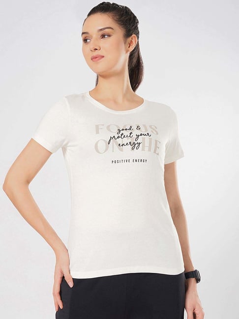 Ajile by Pantaloons White Cotton Printed T-Shirt-picture-90