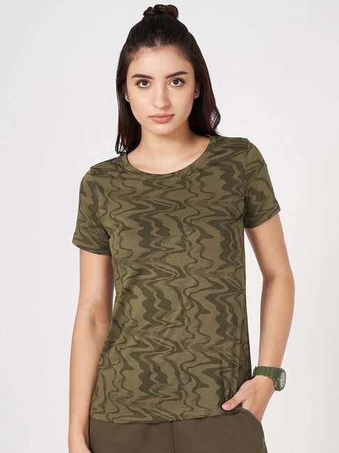 Ajile by Pantaloons Olive Cotton Printed T-Shirt-picture-24