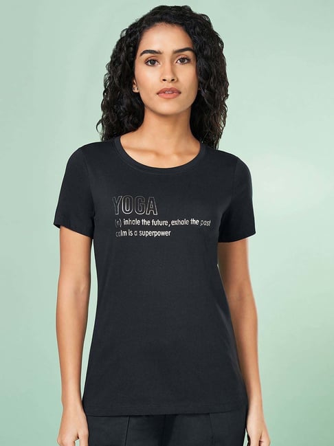 Ajile by Pantaloons Black Cotton T-Shirt-picture-53