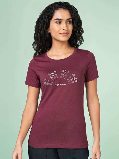 Ajile by Pantaloons Purple Cotton T-Shirt-picture-72