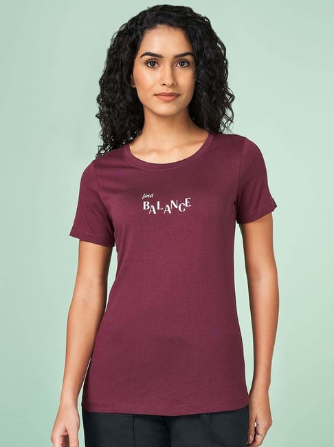 Ajile by Pantaloons Purple Cotton T-Shirt-picture-144
